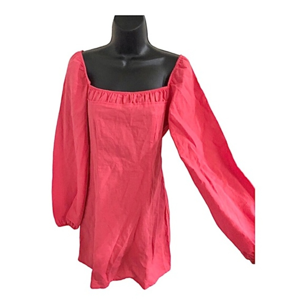 Free People pink smocked long sleeve pintuck neckline babydoll dress size XS new